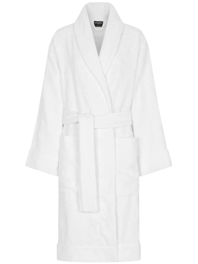 Dolce & Gabbana Bath Robe In Terry Cotton Jacquard In Multicolor