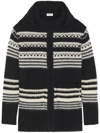 Saint Laurent Baja Cardigan In Black And White Mohair In Black
