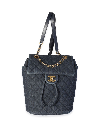 Pre-owned Chanel Urban Spirit Diamond-quilted Denim Backpack In Blue