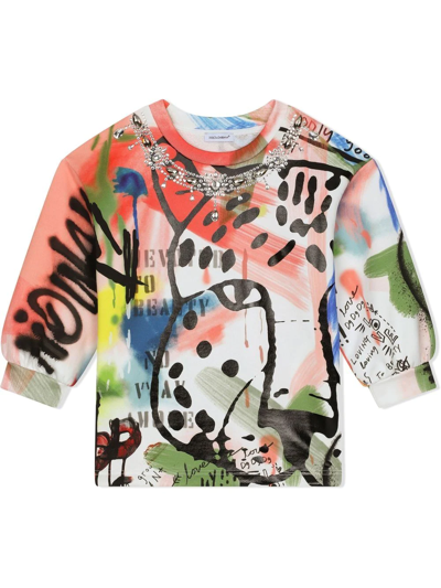 Dolce & Gabbana Kids' Graffiti-print Short-sleeve T-shirt In Multicolor