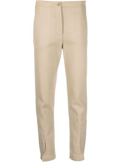 Aspesi High-waisted Wool Trousers In Neutrals