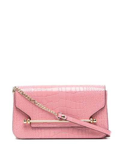 Strathberry East/west Embossed Crossbody Bag In Pink