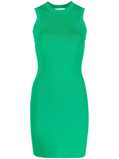Victoria Beckham Fitted Sleeveless Stretch-woven Mini Dress In Green