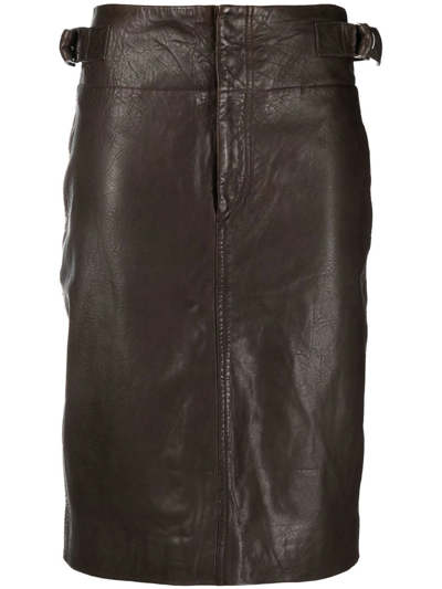 Isabel Marant Étoile High-waisted Leather Pencil Skirt In Brown