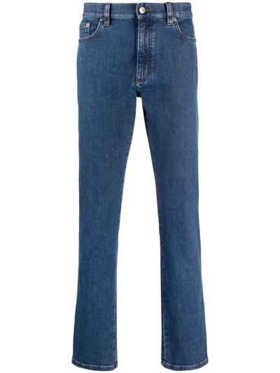 Zegna Blue Stone-washed Cotton Roccia Jeans