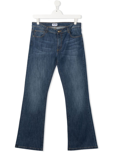 Moschino Kids' Mid-rise Flared Jeans In Blue