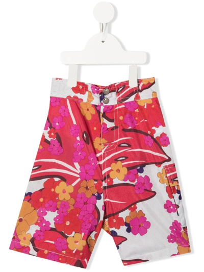 Erl Kids' Floral-print Swimming Shorts In Pink
