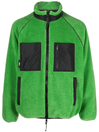 Msgm Logo-patch Funnel Neck Jacket In Green