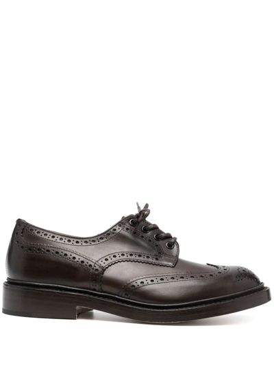 Tricker's Black Bourton Leather Derby Shoes In Brown