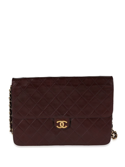 Pre-owned Chanel Flat Classic Flap Shoulder Bag In Red