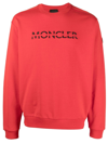 Moncler Men's Logo Crew Sweatshirt In Red