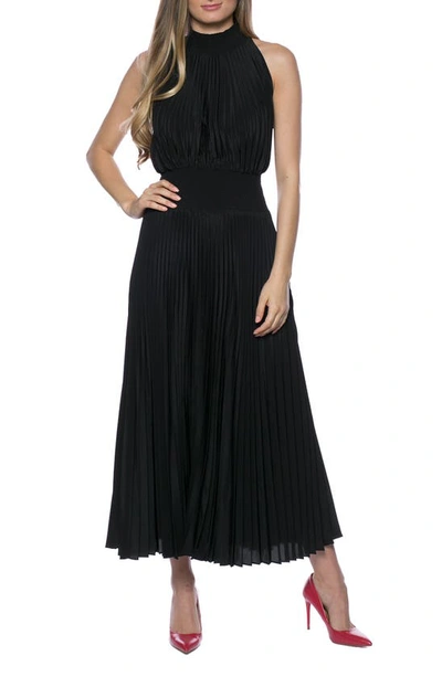 Marina Pleated Midi Dress In Blk