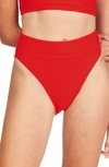 Billabong Sea Through Me Tan Lines High Waist Bikini Bottoms In Hot Pepper