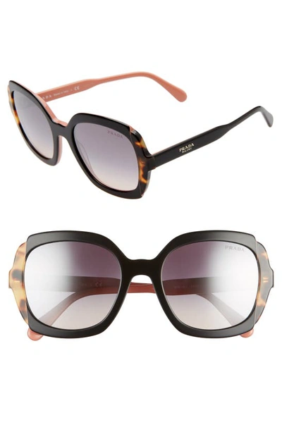 Prada Etiquette 54mm Square Sunglasses In Black/ Medium Havana