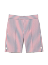Thom Browne Striped Seersucker Bermuda Shorts In White