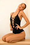 Dippin Daisys Bliss Caged Front One-piece Swimsuit In Black
