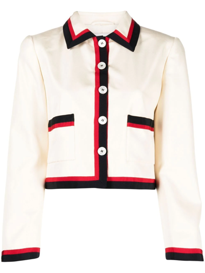 Miu Miu Long-sleeve Button-fastening Jacket In Ivory