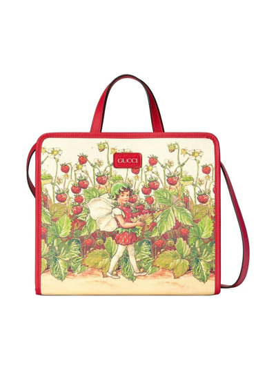 Gucci Kids' Strawberry Fairy-print Tote Bag In Multi