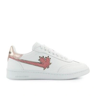 Pre-owned Dsquared2 Boxer Weiss Rosa Glitzer Sneaker Damen