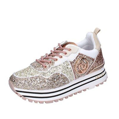 Pre-owned Liu •jo Schuhe Damen Liu Jo Sneakers Pink Glitter Gold Maxi Wonder 1 Bf691