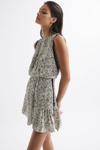REISS CHARLOTTE - CREAM FLORAL FLIPPY DRESS, US 8