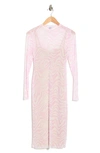 Afrm Loah Long Sleeve Mesh Midi Dress In Blush Wave