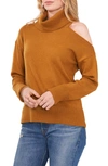 1.state Cutout Shoulder Turtleneck Sweater In Dark Amber