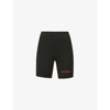 Sporty And Rich Disco Logo-print Stretch-cotton Jersey Shorts In Faded Black Red