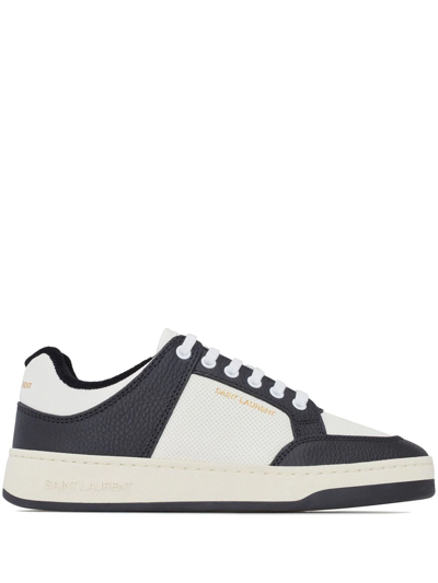 Saint Laurent White Perforated Calfskin Sneakers For Women In Multicolore