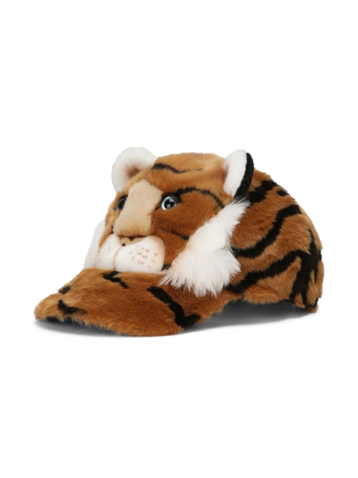 Dolce & Gabbana Kids' Tiger-design Faux Fur Hat In Brown