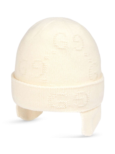Gucci Babies' Gg-logo Wool Hat In White