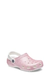 Crocs Kids' Classic Glitter Clog In White/rainbow