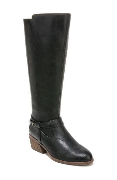Dr. Scholl's Women's Liberate Wide Calf High Shaft Boots Women's Shoes In Black Faux Leather