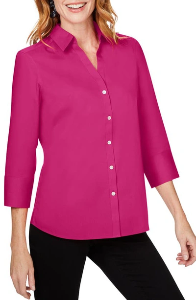 Foxcroft Mary Button-up Blouse In Pink Rosato