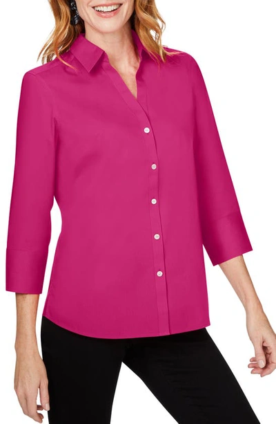 Foxcroft Oversize Cotton Blend Button-up Shirt In Pink Rosato