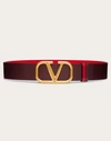 Valentino Garavani Reversible Vlogo Signature Belt In Glossy Calfskin 40 Mm Woman Rubin/pure Red 075