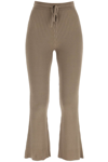 Nanushka Ribbed Knitted Cropped Trousers In Khaki