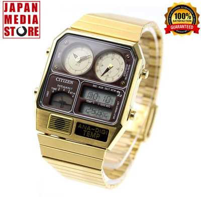 Pre-owned Citizen Ana-digi Temp Jg2103-72x Gold Analog Digital Men Watch Free Shipping