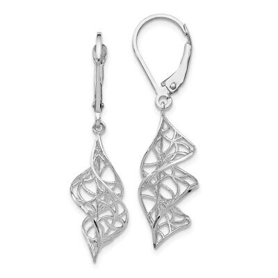 Pre-owned Superdealsforeverything Real 14kt White Gold Textured Leverback Earrings
