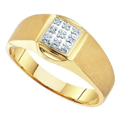 Pre-owned Gd 10kt Yellow Gold 0.03ct-dia Fashion Men Ring In J-k