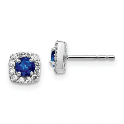 Pre-owned Jewelry 14k White Gold Diamond & Sapphire Earrings