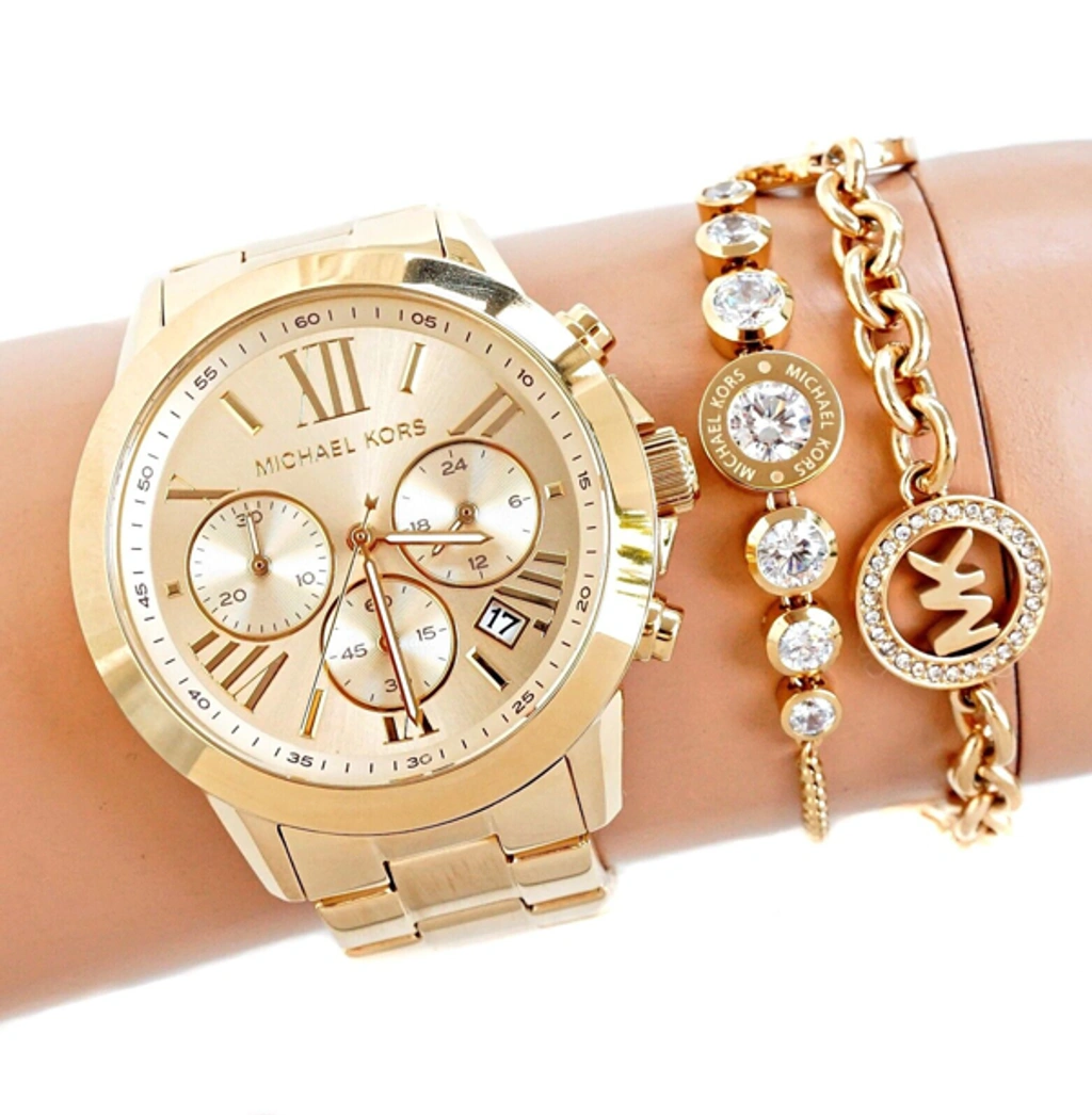 Michael Kors MK5777 Gold-Tone Chronograph | Roman Numerals | Designer watch* Michael Kors Womens Quartz Watch, Chronograph Display and  main image 4