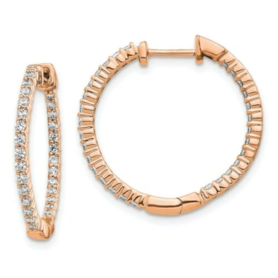 Pre-owned Goldia 14k Rose Gold Polished Diamond In And Out Hinged Hoop Earrings In Pink