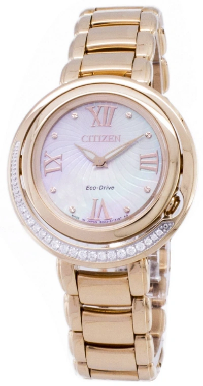 Pre-owned Citizen Eco-drive Diamond Accent Rose Gold Tone Women's Watch Ex1125-50d