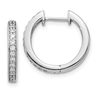 Pre-owned Jewelry 14k White Gold Diamond Complete Hinged Hoop Earrings