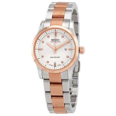 Pre-owned Mido Multifort Automatic Diamond White Dial Ladies Watch M005.007.22.036.00