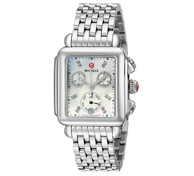 Pre-owned Michele Deco Day Mop Diamond Dial Chronograph Mww06p000014 Ladies Watch