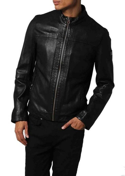 Men Leather Jacket Black Slim Fit Biker Motorcycle Genuine Lambskin