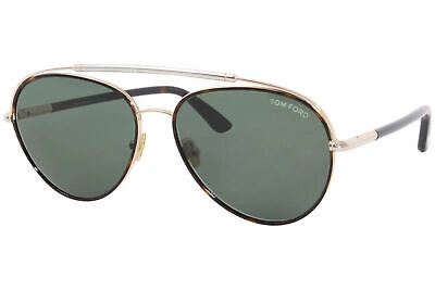 Pre-owned Tom Ford Curtis Tf748 52n Sunglasses Men's Shiny Rose Gold-palladium/green Lens