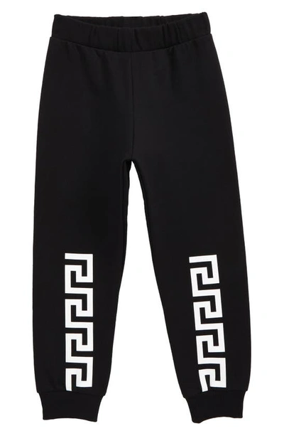 Versace Kids' Black Greca Print Cotton Track Pants